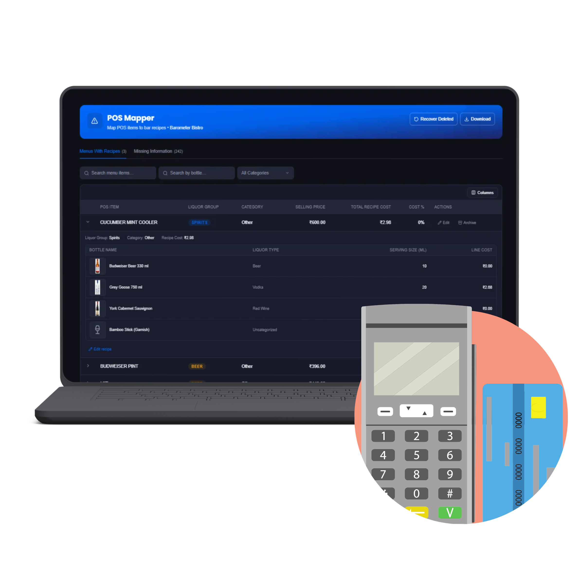 POS Mapper: menu items matched to bar recipes