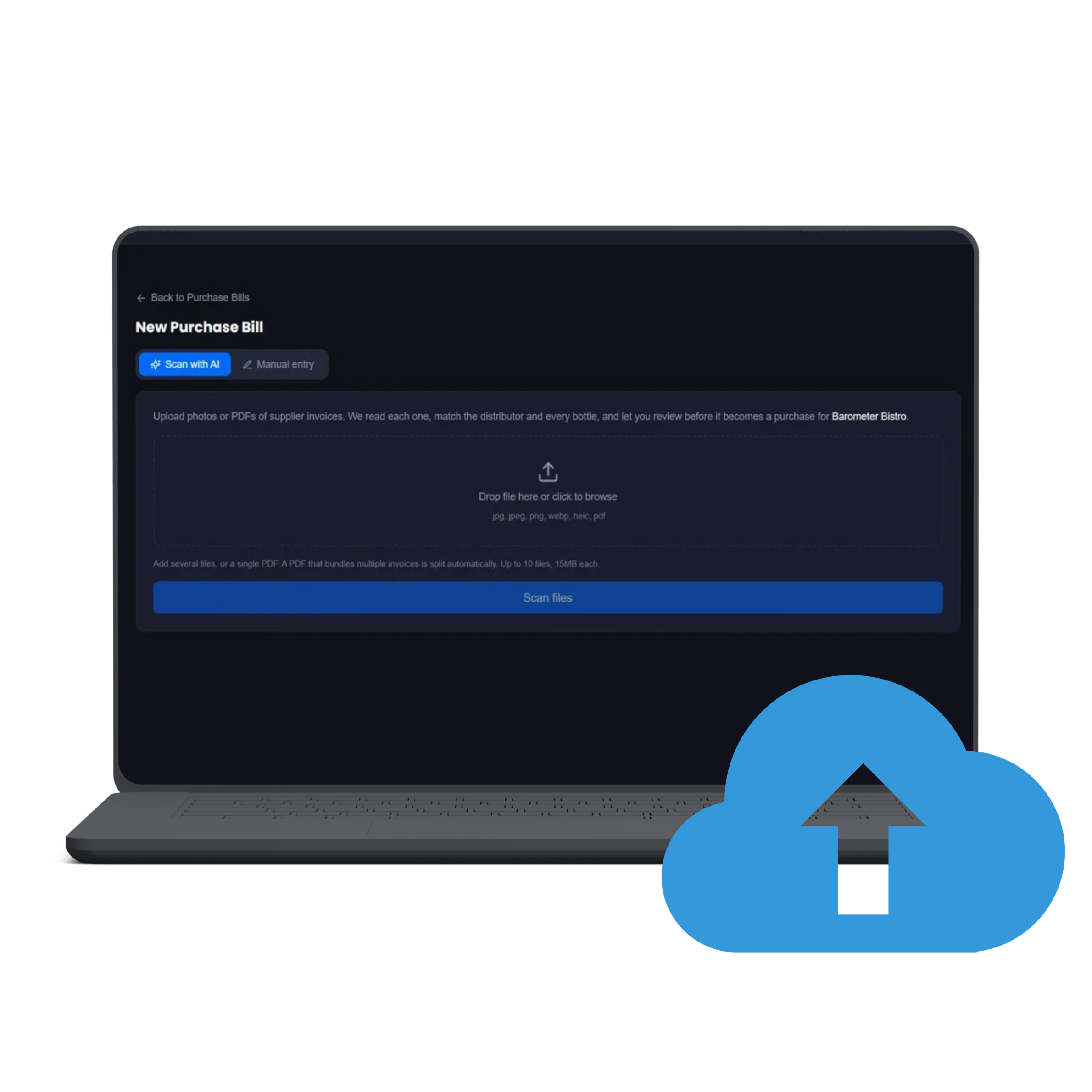 Upload a purchase bill for AI scanning
