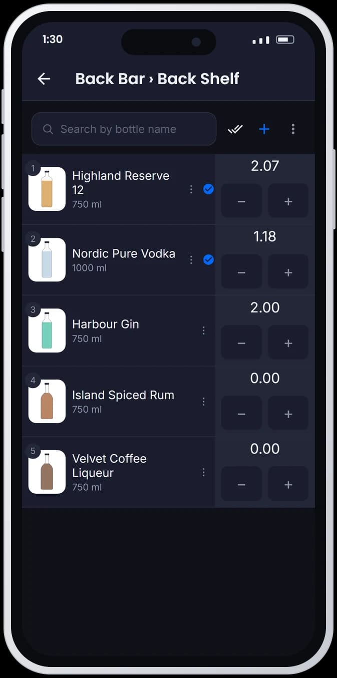 Stocktake on the phone: a back shelf mid-count